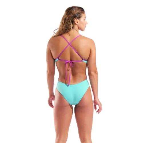 010350-891-WOMEN'S ARENA SWIMSUIT TIE BACK SOLID-002 Arena Kupaći kostim za plivanje - Tie Back Solid (Tirkiz plava)