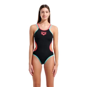 004732-538-W ARENA ONE DOUBLE CROSS BACK ONE PIECE-001 Arena Kupaći kostim za plivanje - One Double Cross Back Coral Water (Crni)
