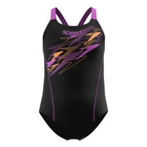 8-13458005-Y1 Speedo Kupaći kostim za devojčice - Medley Logo Medalist 1pcs Black Plum