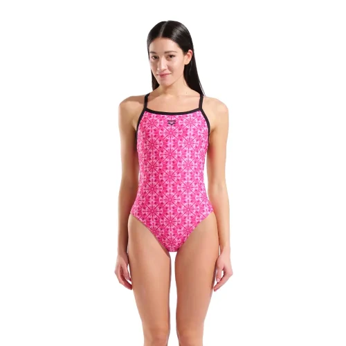 011649-590-W ARENA FLORAL SWIMSUIT CHALLENGE BACK-001 Arena Kupaći kostim za plivanje - Challenge Back Floral Pink